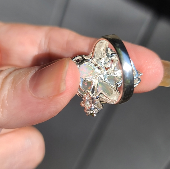 Opal 11k amethyst 3k & Peridot sterling ring sz6 - Picture 7 of 9